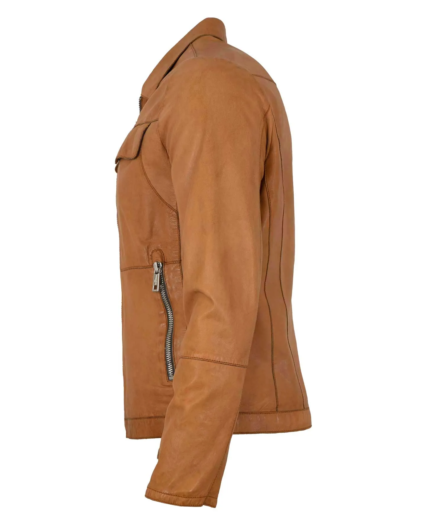 Milestone - Herren Lederjacke Lammnappa gebranntes orange
